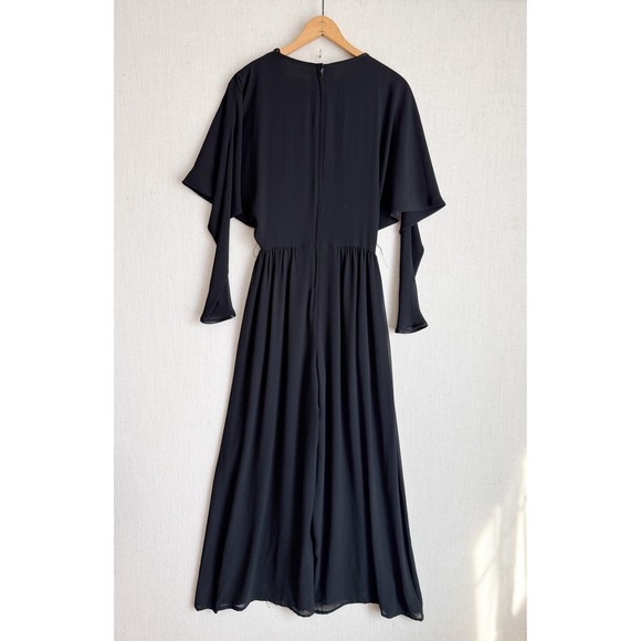 Gillian Vintage Black Wide Leg Jumpsuit Dolman Sleeve Elastic Waist Size 4 - Picture 5 of 5